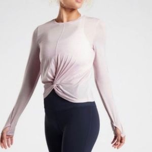 EUC Athleta light pink cropped long sleeve top, XS, like new condition